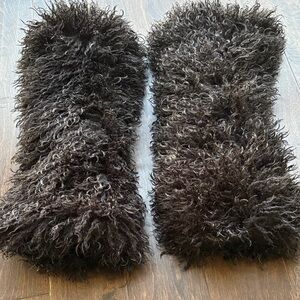 Furry Leg warmers that can go over any boot or shoe or just wear over leggings.